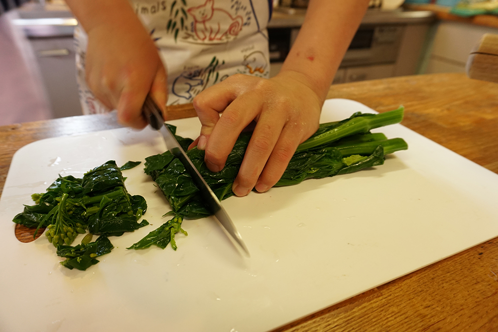 かき菜の磯香和え　切る　レシピ　とちぎのしゅし　